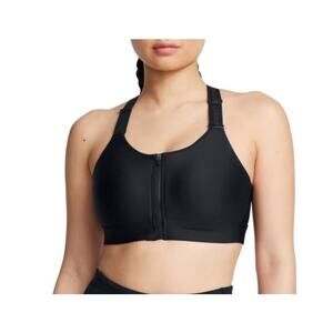 All in Motion Womens Zip Front Sport Bra Adjustable Strap Size 34B Black